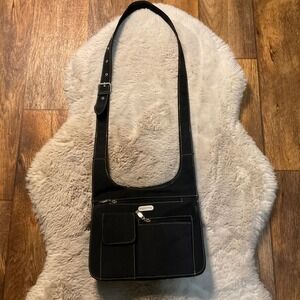 Baggalini Crossbody Nylon RFID Bag Tavel Multi Compartment Black